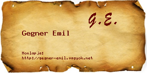 Gegner Emil névjegykártya